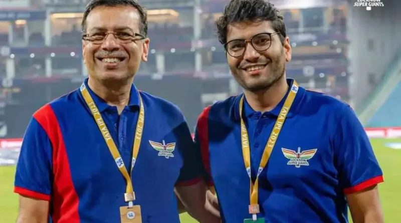 Proud owners Sanjiv Goenka and Shashwat Goenka all smiles on the field after a comprehensive win in our first-ever home game.