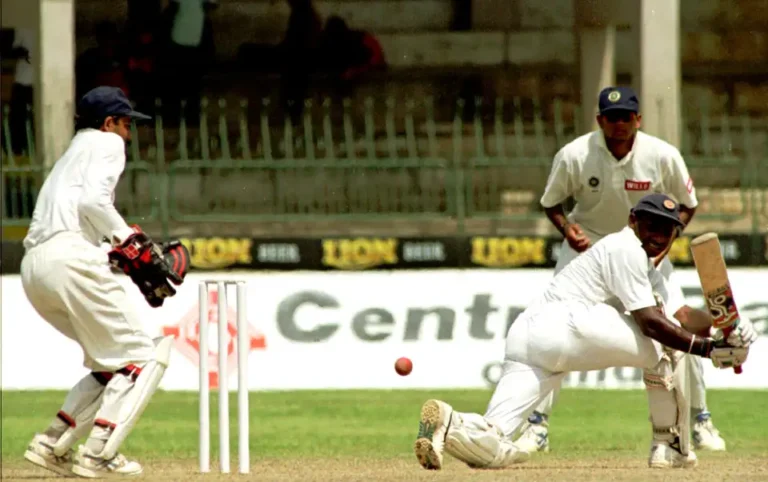 sanath Jayasuriya sweeps on his way to a triple-century,Aug 05, 1997