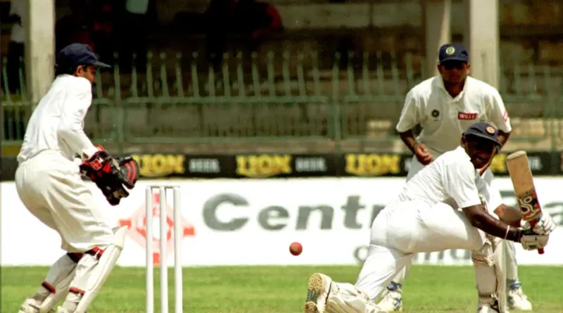 sanath Jayasuriya sweeps on his way to a triple-century,Aug 05, 1997