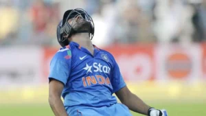 Rohit Sharma of India celebrates after scoring a century during the 4th One Day International, ODI, between India and Sri Lanka held at the Eden Gardens Stadium, Kolkata, India on the 13th November 2014 Photo.