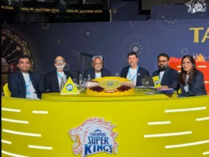 Chennai Super Kings team management at Tata IPL Auction.