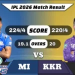 IPL 2026 MI vs KKR Match Result