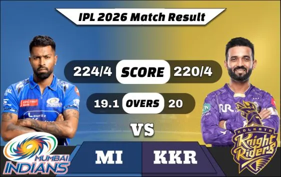 IPL 2026 MI vs KKR Match Result