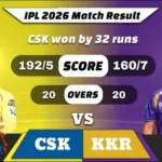 IPL 2026 CSK vs KKR Match Result