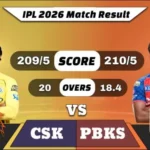IPL 2026 CSK vs PBKS Match Result