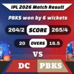 IPL 2026 DC vs PBKS Match Result
