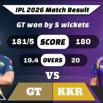 IPL 2026 GT vs KKR Match Result