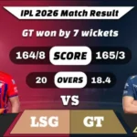 IPL 2026 LSG vs GT Match Result
