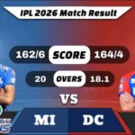 IPL 2026 MI vs DC Match Result