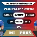IPL 2026 MI vs PBKS Match Result