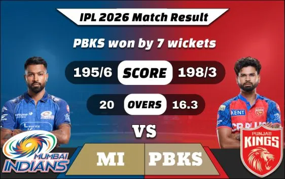 IPL 2026 MI vs PBKS Match Result