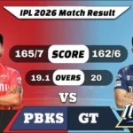 IPL 2026 PBKS vs GT Match Result