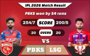 IPL 2026 PBKS vs LSG Match Result