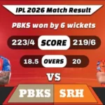 IPL 2026 PBKS vs SRH Match Result