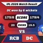 IPL 2026 RCB vs DC Match Result