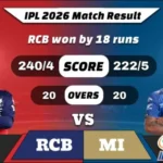 IPL 2026 RCB vs MI Match Result