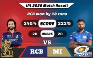 IPL 2026 RCB vs MI Match Result