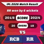 IPL 2026 RCB vs RR Match Result