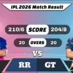IPL 2026 RR vs GT Match Result