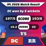 IPL 2026 DC vs RR Match 62 Result