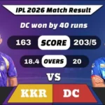 IPL 2026 KKR vs DC Match 70 Result