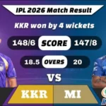 IPL 2026 KKR vs MI Match 65 Result