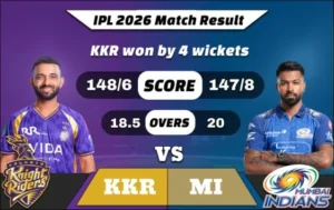 IPL 2026 KKR vs MI Match 65 Result