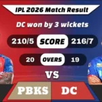 IPL 2026 PBKS vs DC Match 55 Result