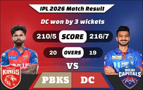 IPL 2026 PBKS vs DC Match 55 Result