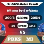 IPL 2026 PBKS vs MI Match 58 Result