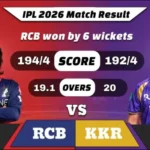 IPL 2026 RCB vs KKR Match 57 Result