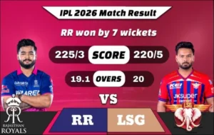 IPL 2026 RR vs LSG Match 64 Result