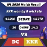 IPL 2026 DC vs KKR Match 51 Result