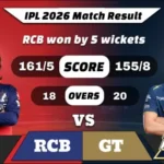 IPL 2026 Final : RCB vs GT Match 74 Result