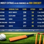 Most Extras in an Innings in ODI Cricket. Note: This image is AI-generated.