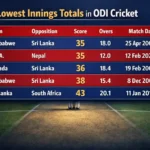 Lowest Innings Totals in ODI Cricket. Note: This image is AI-generated.