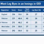 Most Leg Byes in an Innings in ODI Cricket. Note: This image is AI-generated.