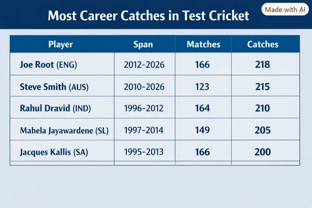 Most Career Catches in Test Cricket. Note: This image is AI-generated.