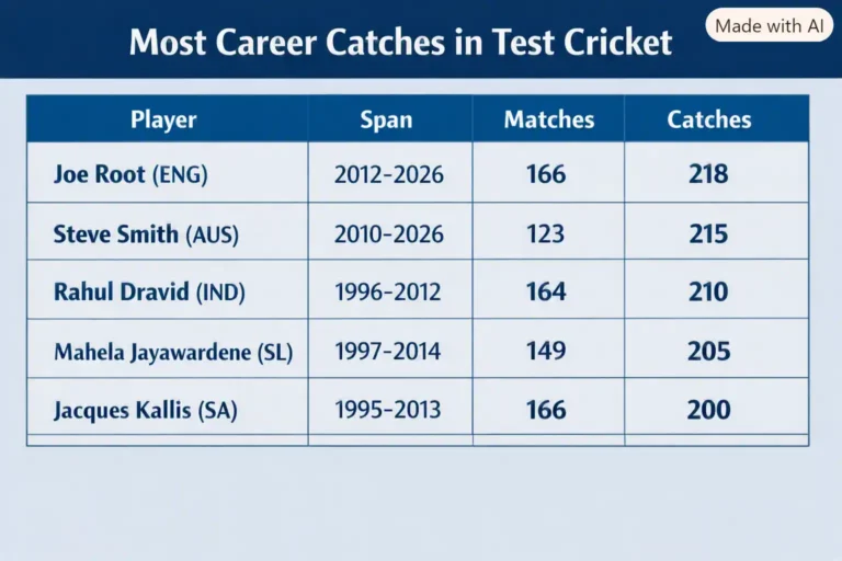 Most Career Catches in Test Cricket. Note: This image is AI-generated.