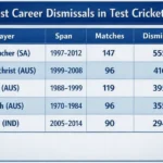 Most Career Dismissals in Test Cricket. Note: This image is AI-generated.