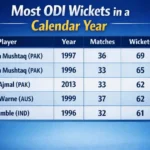 Most ODI Wickets in a Calendar Year. Note: This image is AI-generated.