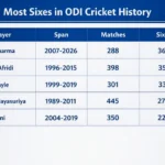 Most Sixes in ODI Cricket History. Note: This image is AI-generated.