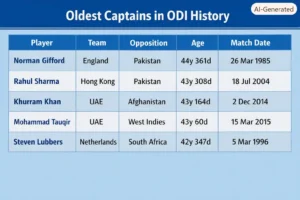 Oldest Captains in ODI History. Note: This image is AI-generated.
