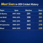 Most Sixes in ODI Cricket History. Note: This image is AI-generated.
